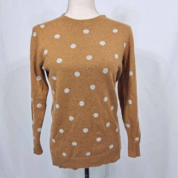 J. Crew Tan and Cream Polka-dot Italian Cashmere Sweater - Picture 1 of 7